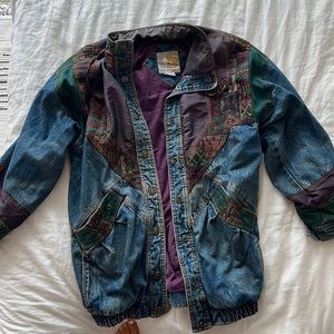 Vintage denim jacket with patchwork